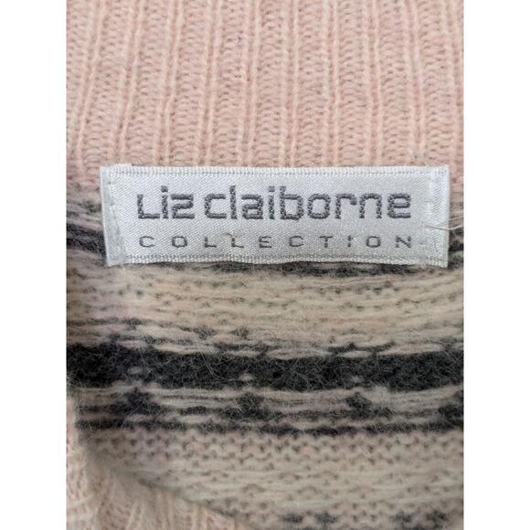 Vintage Liz Claiborne Fair Isle Sweater Womens Medium Crew Neck Wool Angora - Picture 4 of 11